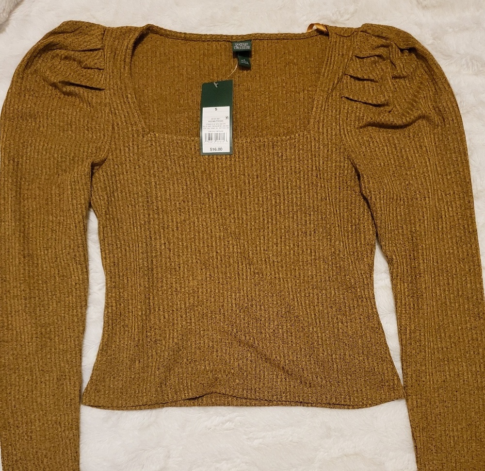 Mustard Long Sleeve Puff Sleeve